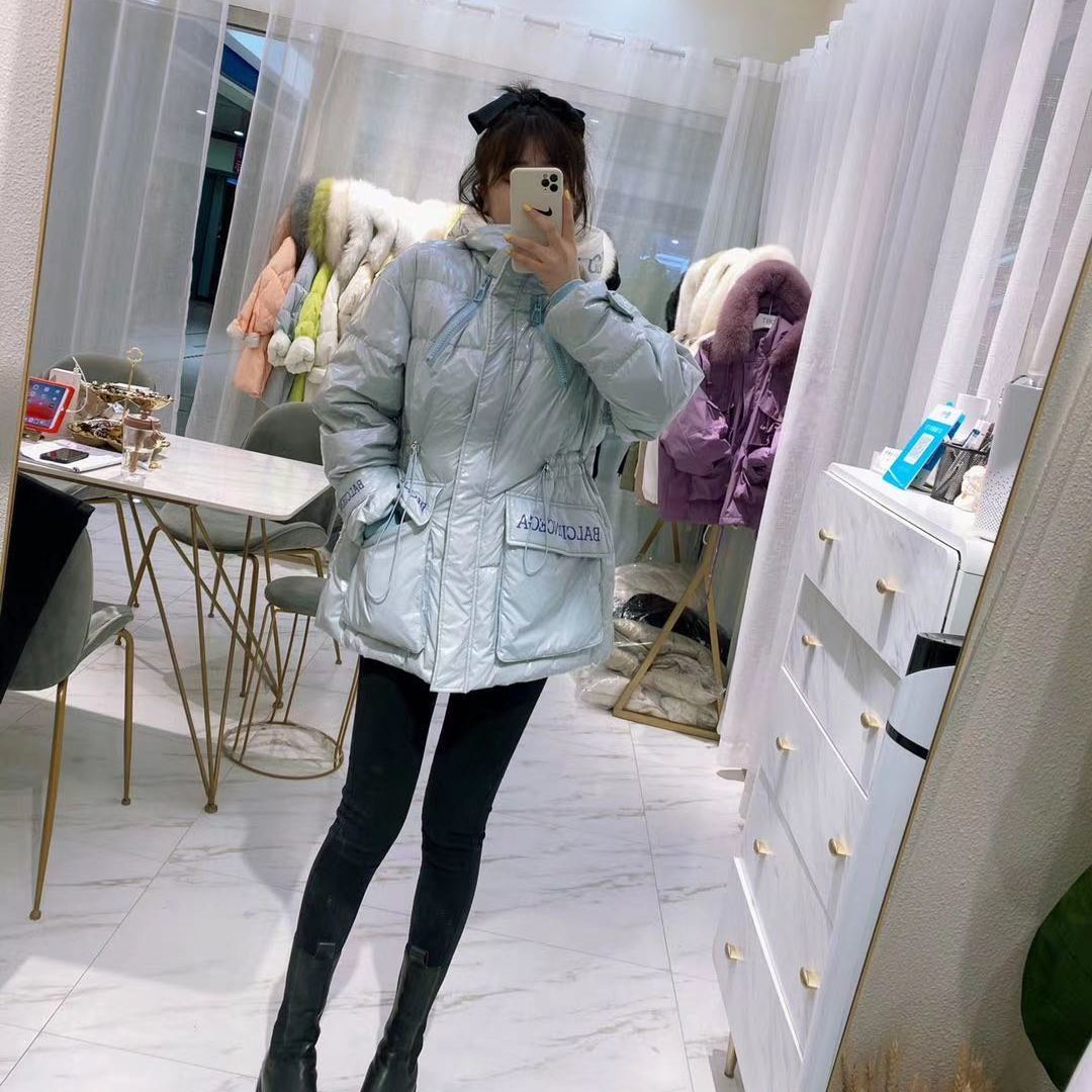 Oversized Down Cotton Jacket, Ladies Winter Contrast Color Hooded Cotton Jacket, for Bread Jacket