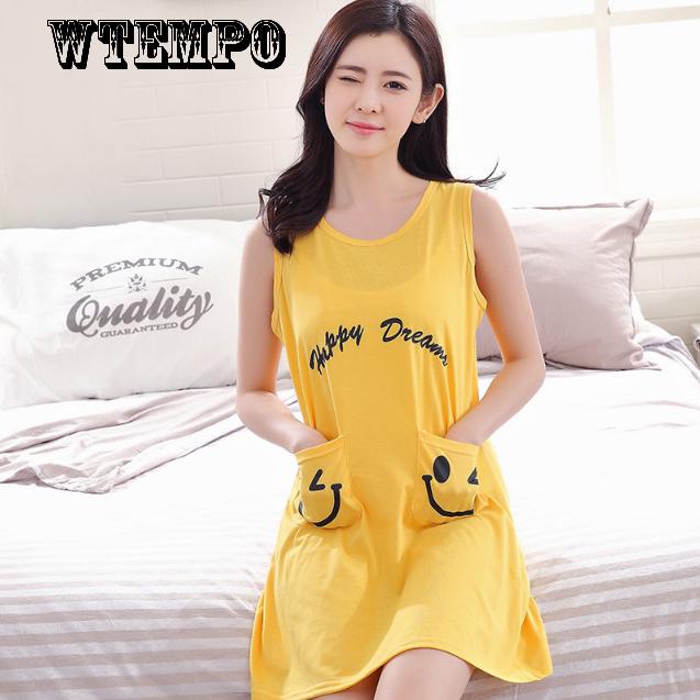 Loose Nightdress Summer Nightdress Girl Cartoon Cute Cotton Sleeveless Vest Vest Dress