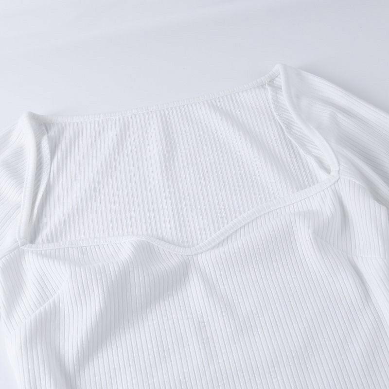 Women Sweaters Knitted Pullover Square Collar Long Sleeve Women Spring Autumn Sweater Winter Tops Casual Black White Jumper