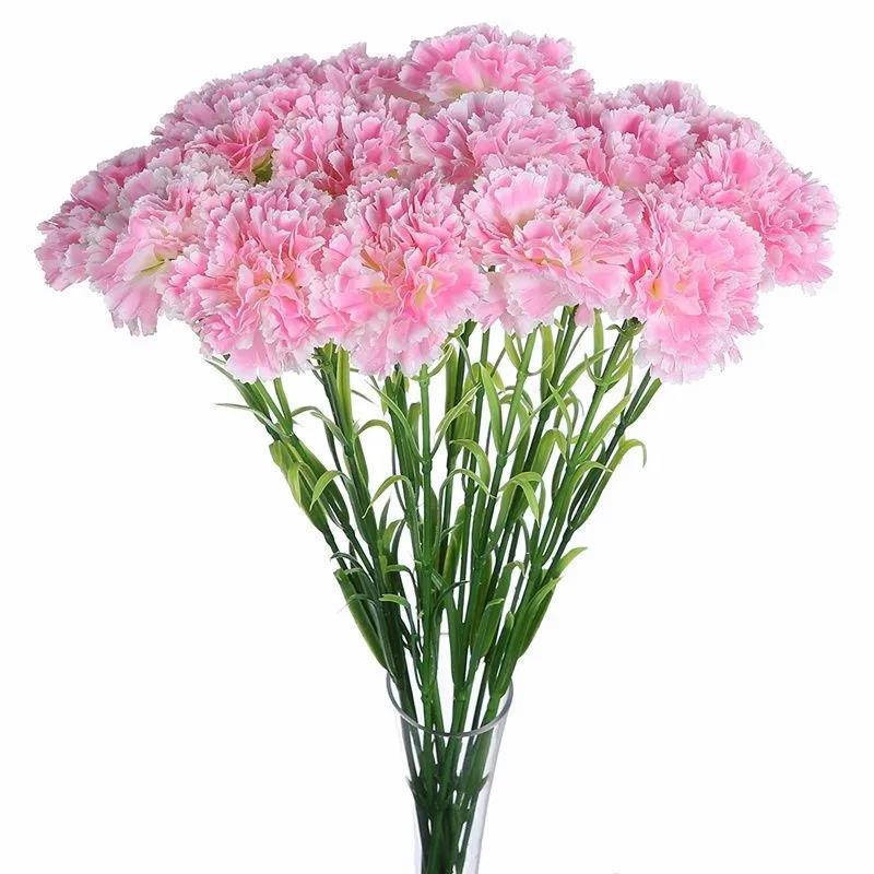 Carnation Simulation Bouquet Fake Flower Silk Flower Living Room Decoration Dining Table Decoration Plastic Flower Holiday Gift