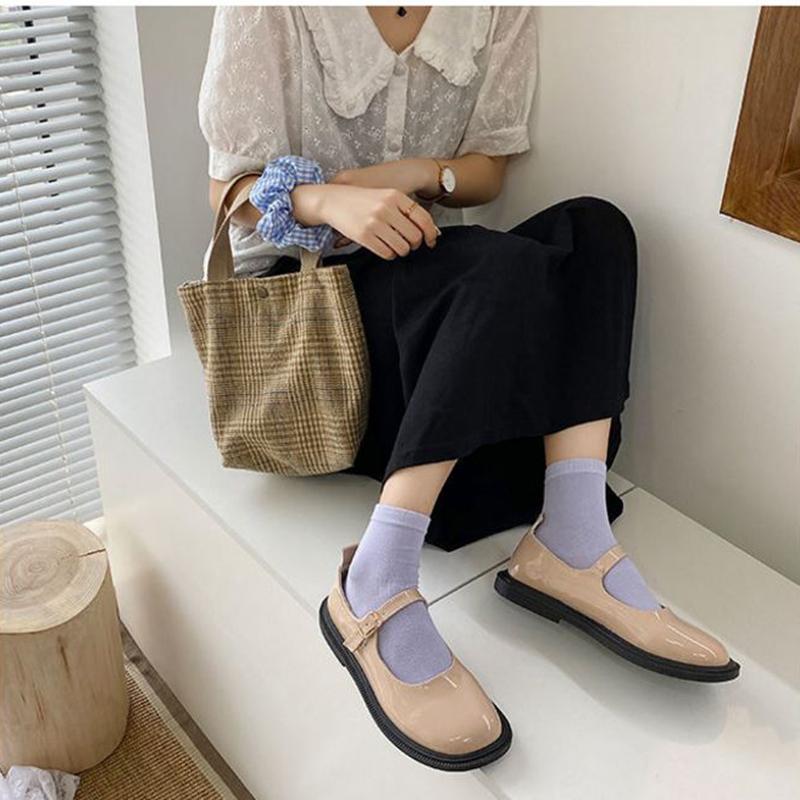 Mary Jane Single Shoes Female Spring Students All-match Flat Retro British Style Small Leather Shoes