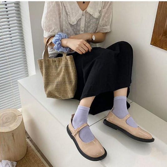 Mary Jane Single Shoes Female Spring Students All-match Flat Retro British Style Small Leather Shoes
