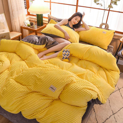 Four-piece Double-sided French Velvet Crystal Velvet Thickened Warmth Double-sided Velvet Bedding