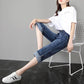 Cropped Straight Jeans Women's Loose Spring, Autumn and Summer Thin Breeches High-waisted Wide-leg Pants