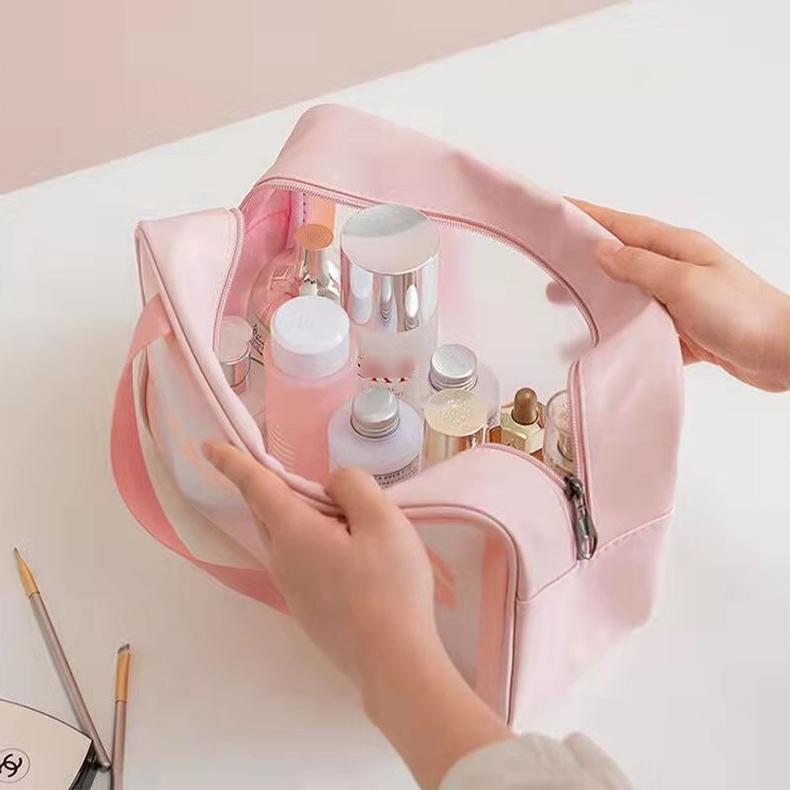 Female Waterproof Transparent Cosmetic Bag Large Capacity Travel Bag Portable Toilet Bag Cosmetic Storage Bag Makeup Bag Organizer