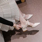 Women's Shoes Pointed Toe Hollow Bow 5cm High Heels Female Students Thick Heel Sexy Fashion Single Shoes