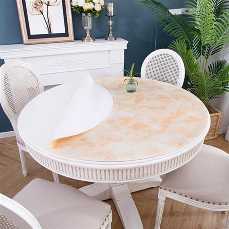 Opaque Pvc Soft Glass Round Table Mat Waterproof Oil-proof Anti-scalding Disposable Round Table Mat Household Tablecloth
