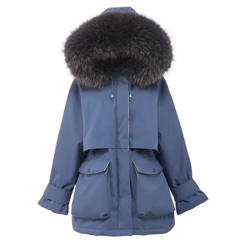 Winter Women's Cotton Jacket Jacket Mid-length Large Fur Collar Plus Down Jacket Thickening Plus Velvet Jacket
