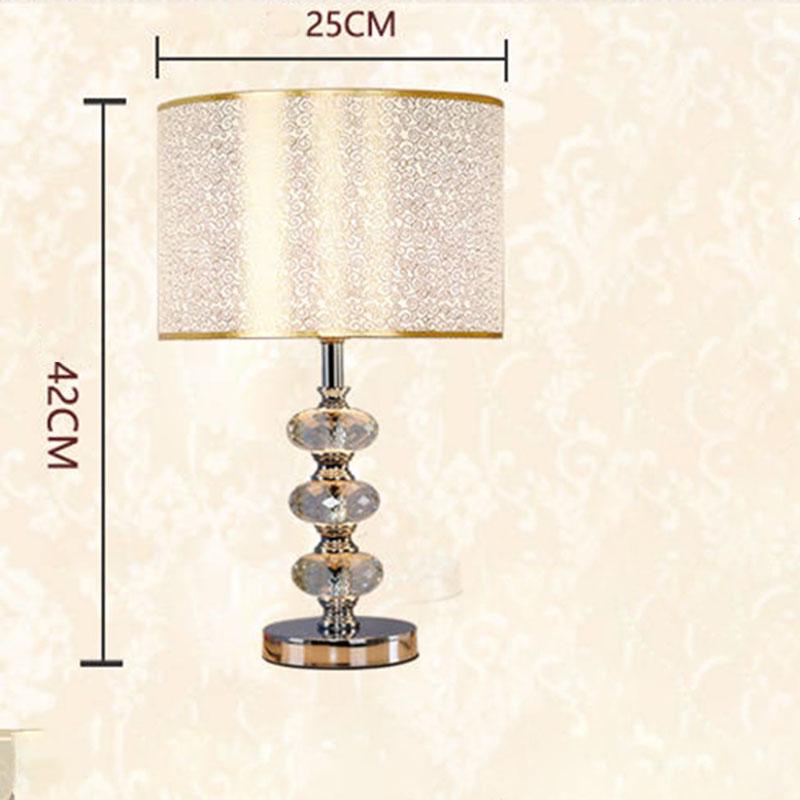 Morden Silver Led Table Lamp Fabric Crystal Bedside Lamps for Bedrooms Living Room Nordic Desk Lamp