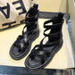 Net Red Women's Spring and Summer Sandals Flip Toe Platform Platform Women's Shoes Back Zipper Roman High Cutout Sandals