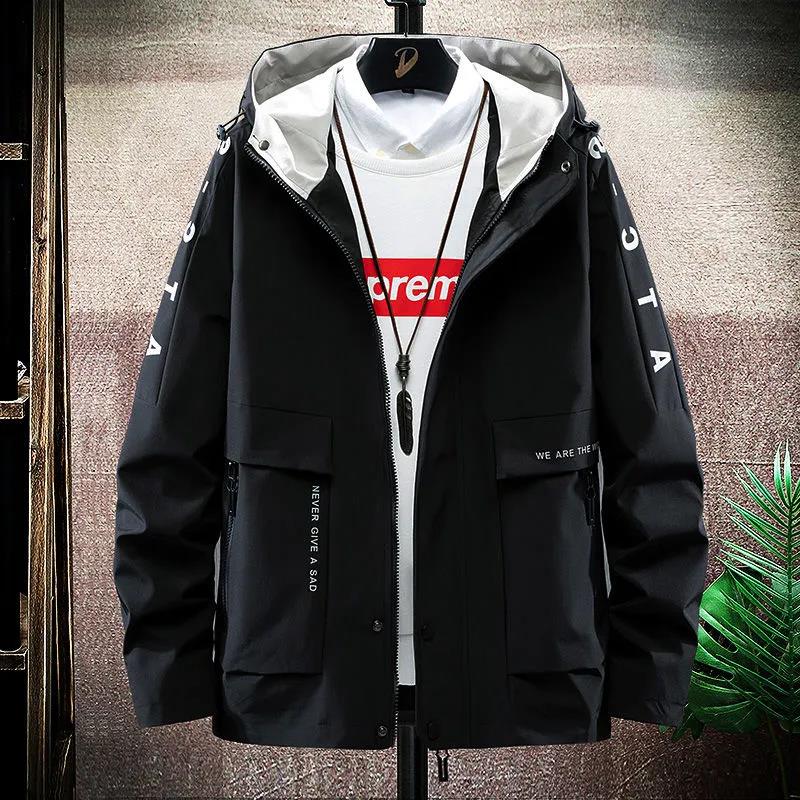 Spring & Fall Boutique Jacket Men Hooded Coat Trendy Casual Top Loose and Comfortable Windbreaker Regular