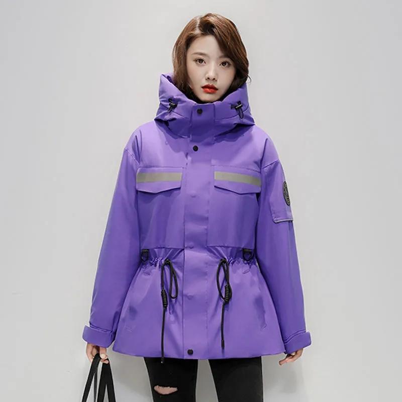 Down Jacket Women's Short Tooling White Duck Down Hooded Warm Pie To Overcome Winter Coat Mid-length Windproof Outdoor Sportswear