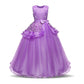 Girls Long Princess Dress Skirt Mopping Dress Net Gauze Tutu Skirt Floral Middle-aged Child Dress Performance Dress