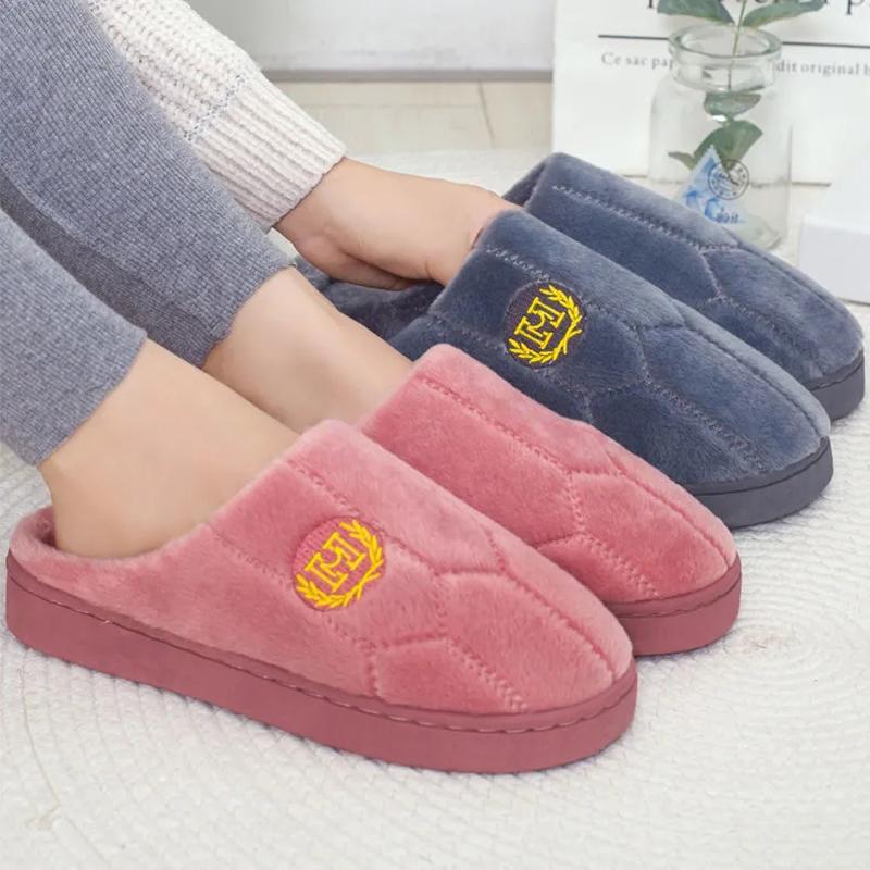 Couple Slippers Striped Cloth Bottom Warm Slippers Non Slipping Shoes