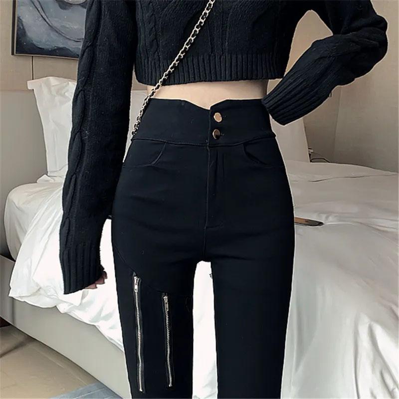 Ladies Spring High Waist Pencil Pants Magic Stretch Pants Leggings Ladies Outer Wear Black Skinny Pants Pencil Trousers