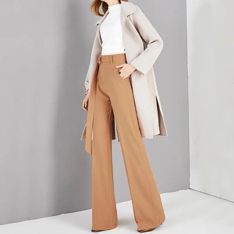 Long Wide-leg Pants Women Spring and Autumn Straight-leg Pants Khaki High-waist Korean Style Mopping Pants with A Sense of Thinness and Loose Pants