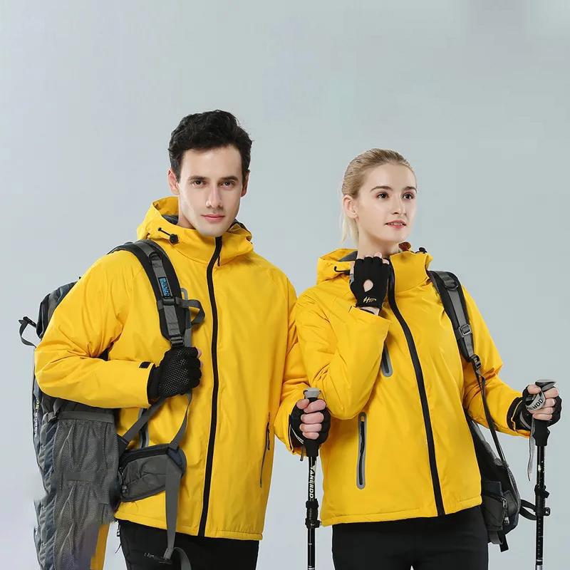Winter Hooded Jackets Windproof Wearable Mountaineering Jacket Plus Fleece Thicken Warm Waterproof Ski Jacket Outdoor Sports