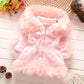 Girls' Winter Padded Wool Sweater Jacket Children's Fur Collar Cotton-padded Jackets Girl's Winter Fur Plus Velvet Padded Jacket