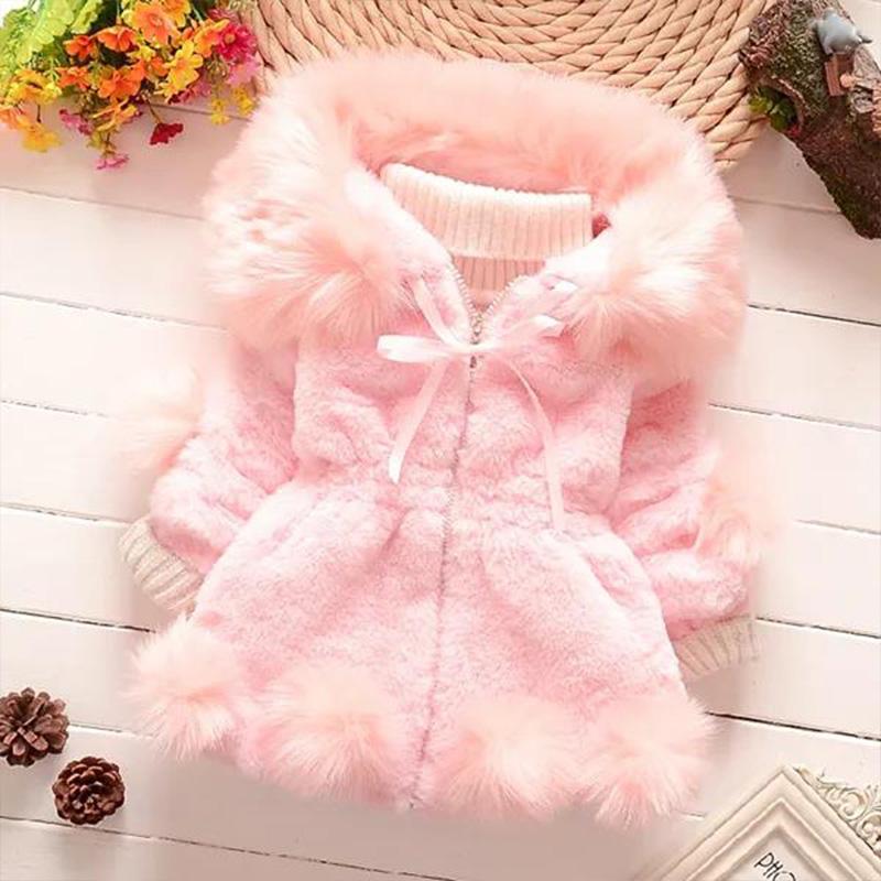 Girls' Winter Padded Wool Sweater Jacket Children's Fur Collar Cotton-padded Jackets Girl's Winter Fur Plus Velvet Padded Jacket