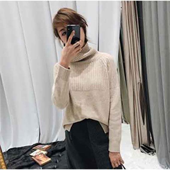 Women's Thick Turtleneck Sweater Autumn and Winter Loose Short Pullover Bottoming Shirt