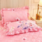 48*74cm Bed Pillowcases A Pair of Pastoral Print Lace Pillowcases Quilted Thickened Large Pillowcases