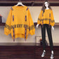 Personalized Round Neck Sweater Women Loose Letter Printing Irregular Split Hem Pullover Sweater Outer Wear