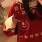 Autumn  Winter Women's Loose Santa Claus Snowflake Long-sleeved Pullover Loose Bottoming Sweater Knited  Top