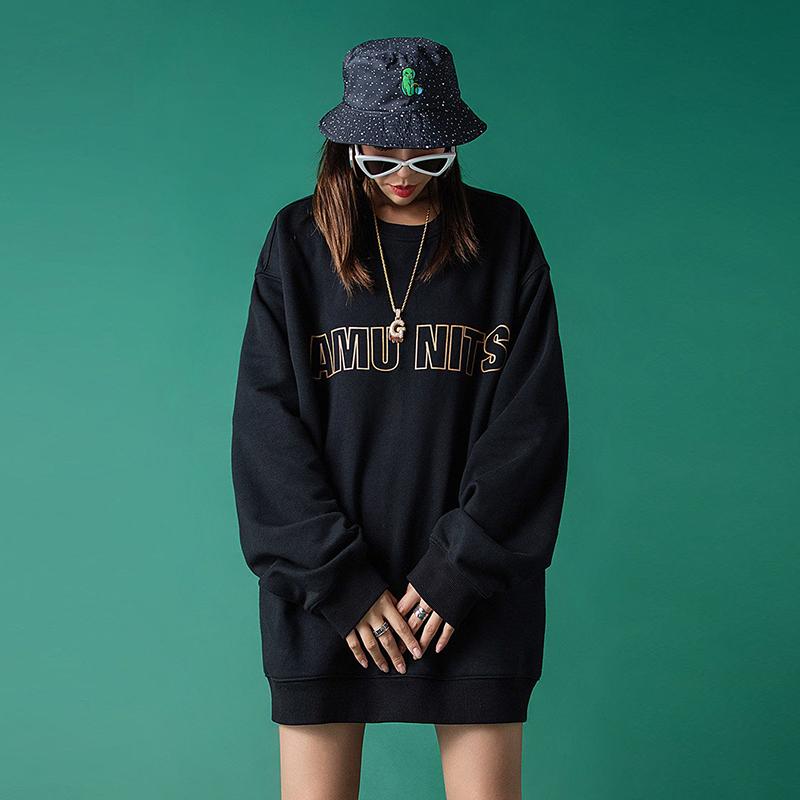 Street Letter Print Round Neck Pullover Sweater Women 2021 Autumn Hip-hop Couple Top
