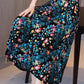 Women's Plus Size Loose Long Printed Dress Slim Round Neck A-line Skirt