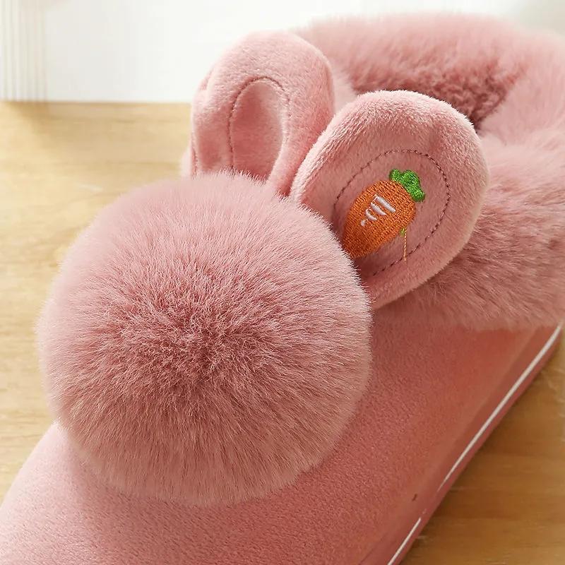 Winter Cotton Slippers Women's Bags and Indoor Home Couples Non-slip Thick Bottom Hair Slippers Men