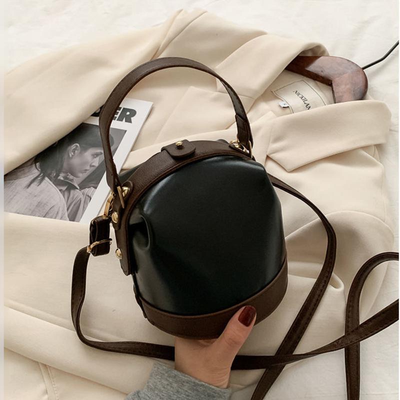Bucket Bag Shoulder Messenger Bags Casual Female Crossbody Bags Portable PU Leather Multi-Layer Large Capacity Handbag