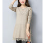 Plus Thick Autumn and Winter Sweater Women Loose and Warm Mid-length Bottoming Shirt Round Neck Knitted Lace Sweater Dress