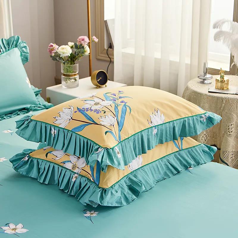 Cotton Print Lace Pillowcase Plus Size Thickened Zipper Pillowcase Single Double Bedroom Bedding