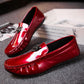 Glossy leather leopard head peas shoes men's full drag trend fashion wild shoes Korean men's shoes