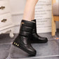 Leather Snow Boots Women's Shoes Winter Plus Velvet Thick Cotton Shoes Women's Winter Non-slip and Warm Boots Waterproof