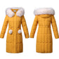 Winter Ladies Down Padded Jacket Mid-length Fur Collar Hooded Down Padded Jacket Slim Hooded Padded Warm Parka Coat