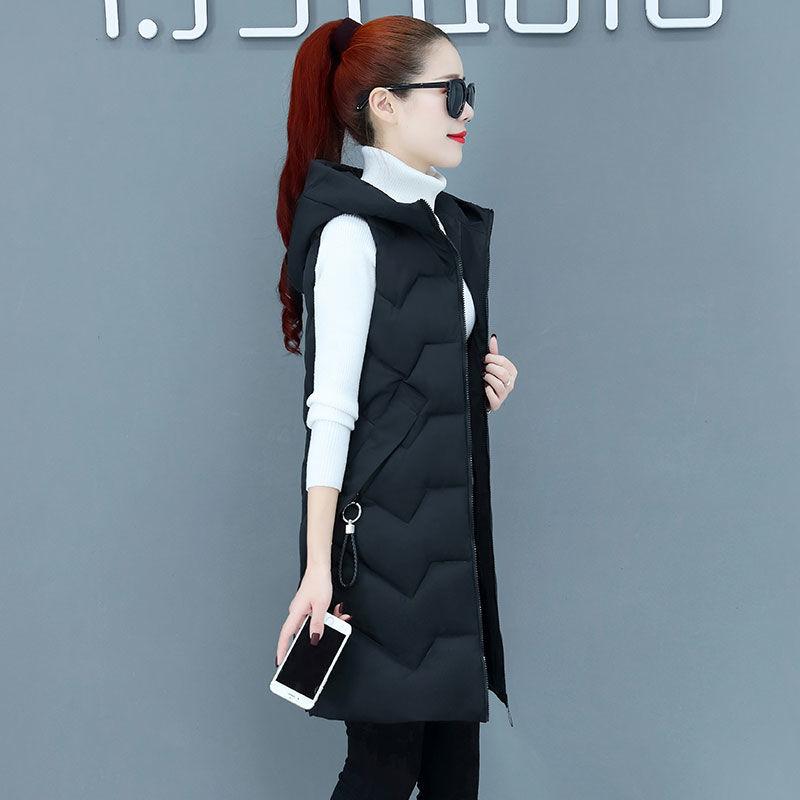 Women Down Cotton Hooded Vest Coat Autumn And Winter Sleeveless Thicken Jacket
