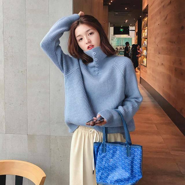 Autumn Winter Turtleneck Rabbit Villus Sweater Simple Women Long-sleeved Slim Sweaters