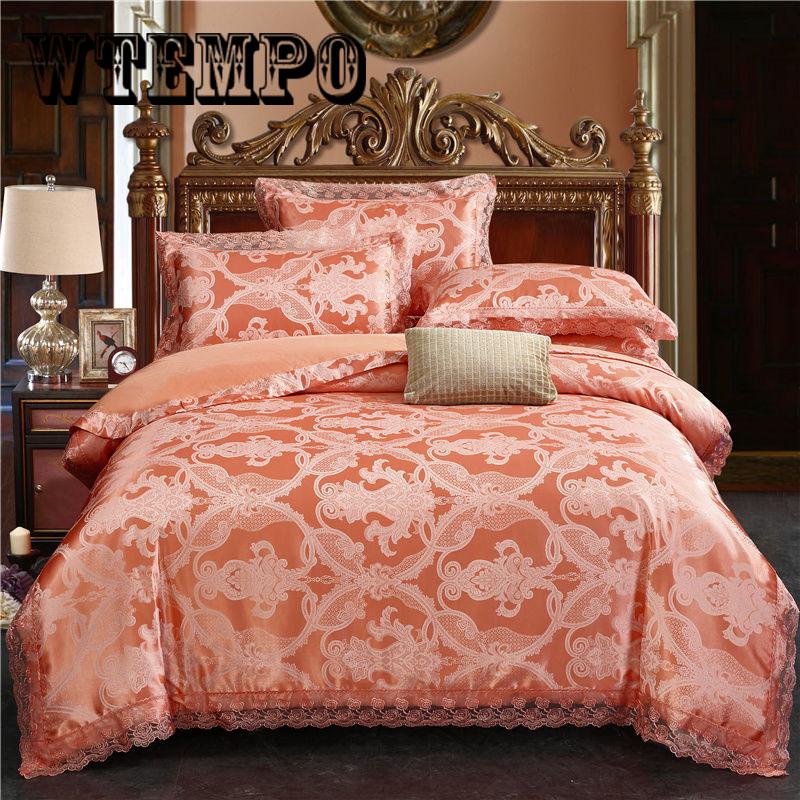 European  Luxury Jacquard Bedding set Lace Duvet Cover Bed Sheet Pillowcases Queen King size