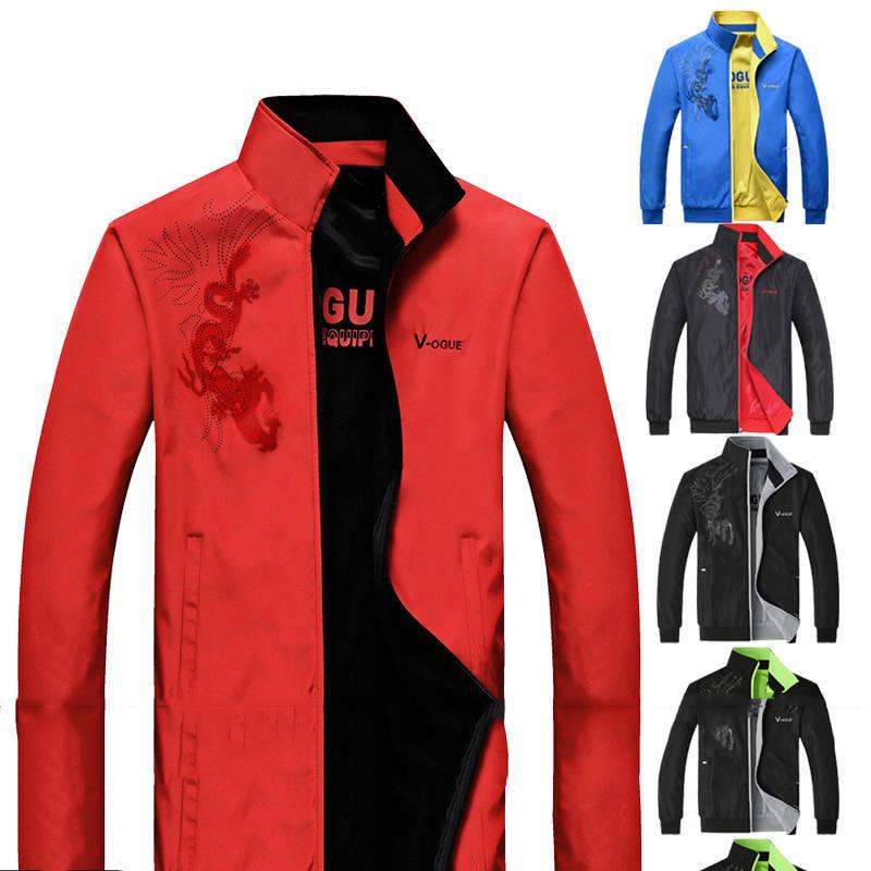 Autumn Men Jacket Coat Stand Collar Casual Sportwear Solid Zipper Outwear Bomber Jacket Male Coats