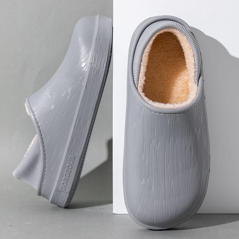 Waterproof Cotton Slippers for Women Winter Indoor and Outdoor Cute Plus Velvet Warm Shoes for Home Non-slip Wool Slippers
