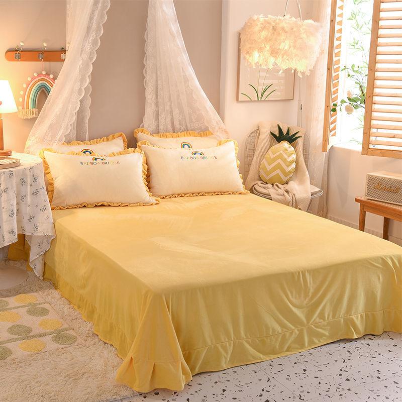 Princess Style Milk Velvet Winter Thick Crystal Velvet Four-piece Double-sided Quilt Cover Coral Velvet Bed Linen