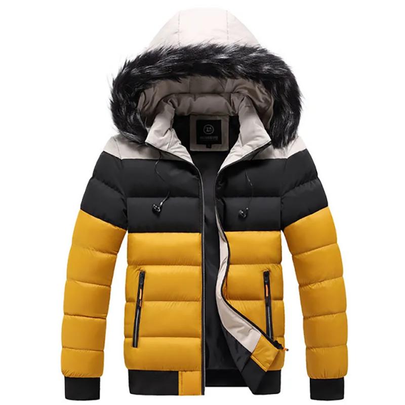 Men's Padded Jacket Men's Winter Thick Warm Jacket Hooded Youth Bread Jackets Stand-up Collar Jacket Men