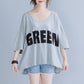 Large Size Women's Loose Letter Printing Short-sleeved T-shirt Tops Women's Casual Loose Large Size Round Neck Mid-sleeve T-shirts