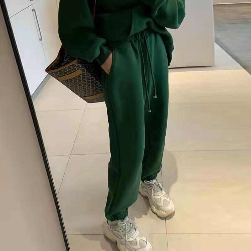 Sweatshirt Sports Suit Fleece Thickened Sports Suit Women's Autumn and Winter Loose Sweater Women's + Leggings Pants Two-piece Set