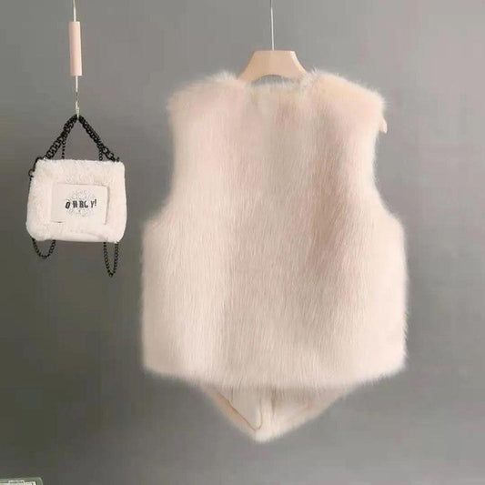 Winter Fur Vest Imitation Rabbit Fur Short Slim Waistcoat Korean Version Was Thin Plush Waistcoat