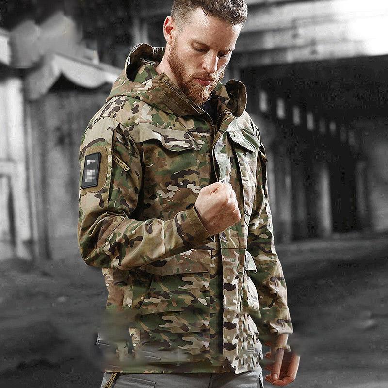 Outdoor Winter Jacket Tactical Jacket Soft Shell Camouflage Suit Mountaineering Ski Suit Plus Velvet Windproof and Waterproof