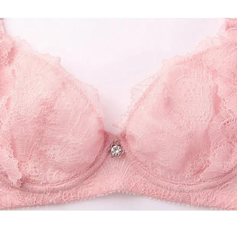 Women's Sexy Lace Underwear Ultra-thin Big Breasts Show Small Female Gathered Anti-sagging Adjustable Straps Beautiful Back Girl's Solid Brassiere