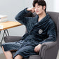 Suit Collar Men Home Clothes Winter Warm Pajamas Quick-drying Bathrobe Robe Coat Long
