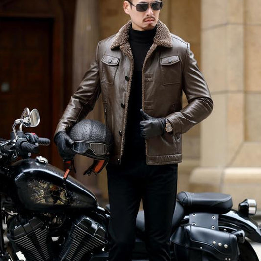 Fashionable Urban Men's Jacket Autumn and Winter Fashion Trend Slim Thickening Plus Velvet Warm Jacket